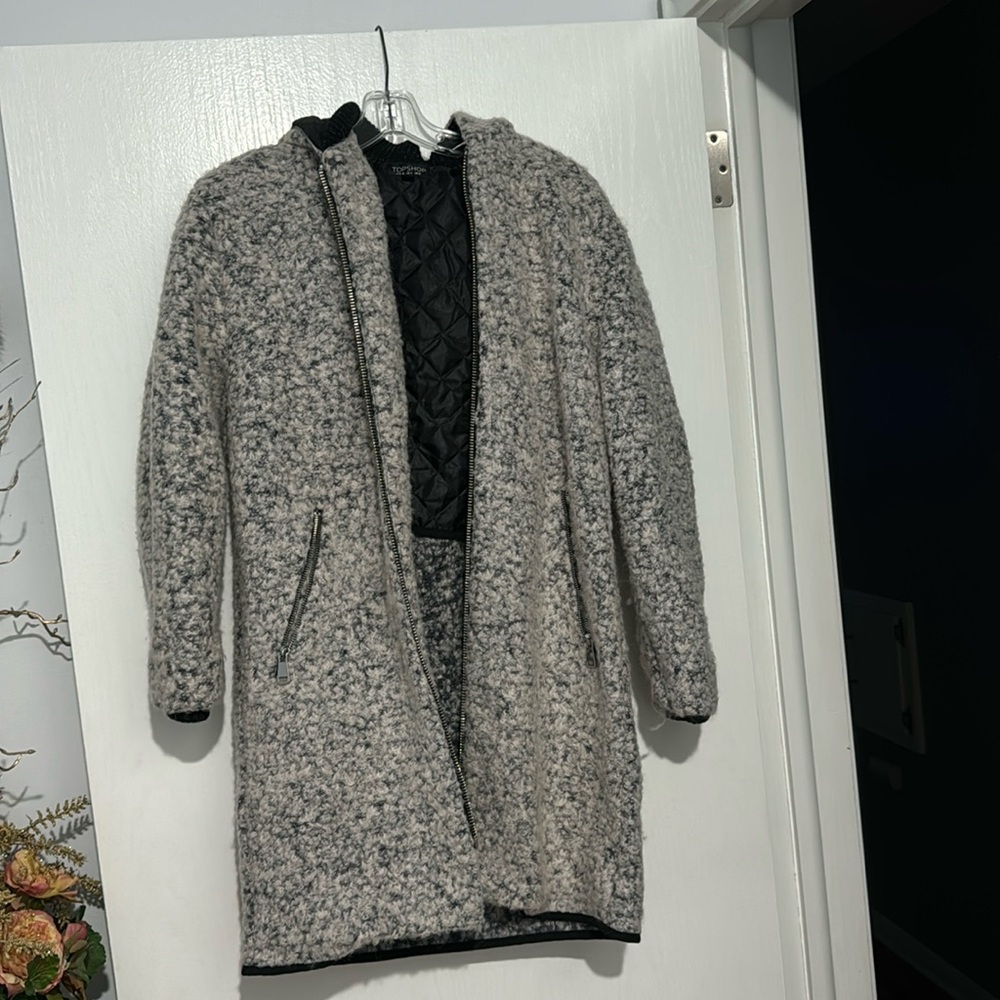 Topshop boucle long jacket